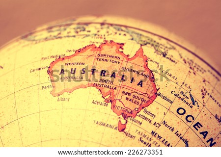 Australia  on atlas world map Royalty-Free Stock Photo #226273351