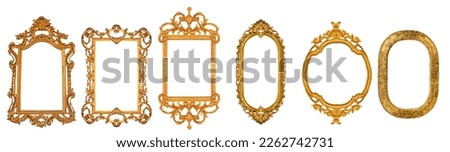 Set of golden vintage frame isolated on white background Royalty-Free Stock Photo #2262742731