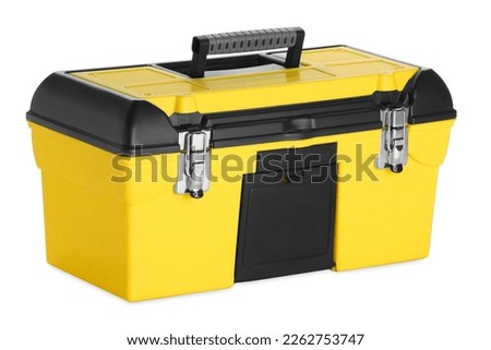Plastic box for tools isolated on white Royalty-Free Stock Photo #2262753747