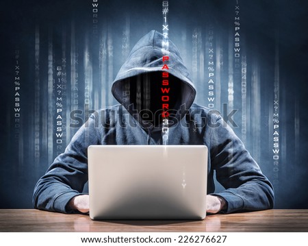 hacker on a computer Royalty-Free Stock Photo #226276627