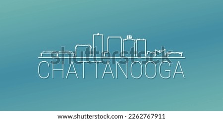 Chattanooga, TN, USA Skyline Linear Design. Flat City Illustration Minimal Clip Art. Background Gradient Travel Vector Icon.