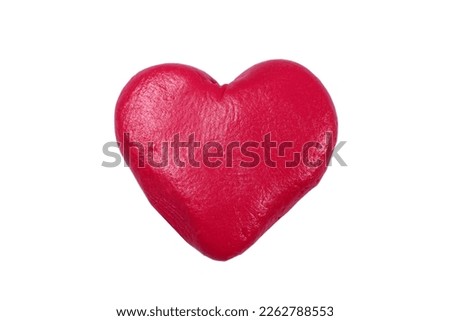 Red plasticine heart for valentine's day isolated on white