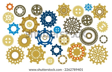 Collection of cogwheels and gears. Steampunk elements. Clock wheels