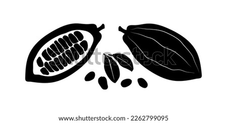 Silhouette of cocoa beans. Vector black icon on a white background. Royalty-Free Stock Photo #2262799095