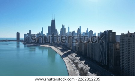 Beaches of Chicago on a sunny winter day