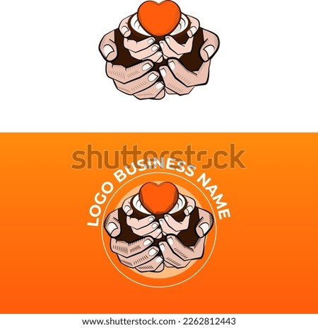 Heart Hands Logo Vector, Hands holding heart, hands care