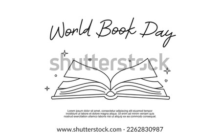 World Book Day SImple Flat Line Illustration