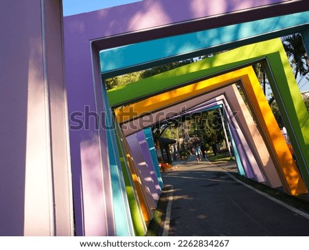 Chiang Mai City Park, Thailand, February 15, 2023, Chiang Mai City Park. There is a point to take pictures in a beautiful multicolored frame.            