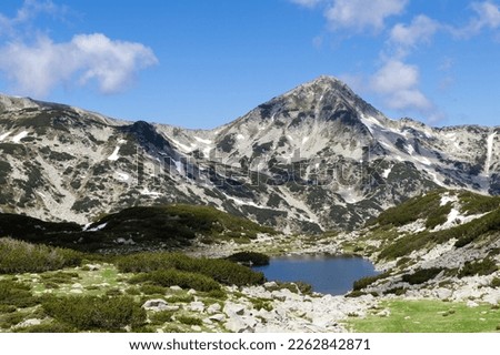 Beautiful lake and mountain view in Pirin National Park. Landscape near Bansko, Bulgaria. Royalty-Free Stock Photo #2262842871