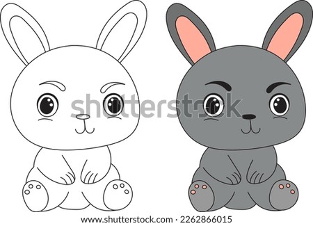 rabbit, bunny cute coloring book isolated