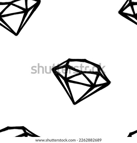 Seamless pattern of sprayed diamond with overspray in black over white. Vector illustration template.