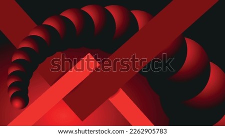 Abstract vector background. Transitional red-black color. Ball behind. A line of balls in a gradient color. Lines in shades of red. Shading.
