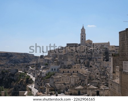 wondeful landscape of Matera with bell tower