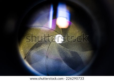 Optics in lens with diaphragm.
