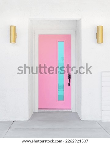 Pink Door on a Mid-Century Modern Home in Palm Springs, California Royalty-Free Stock Photo #2262921507