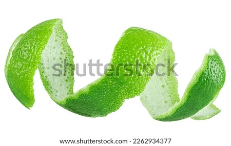 Lime fruit peel isolated on a white background. Zest of lime, healthy food. Royalty-Free Stock Photo #2262934377