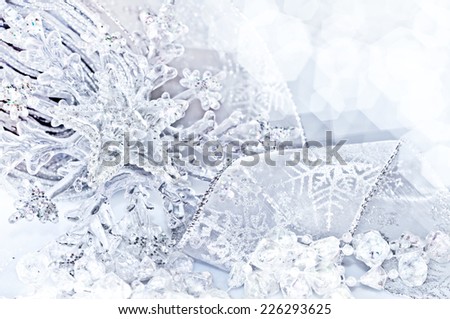 Close up of silver Christmas decorations