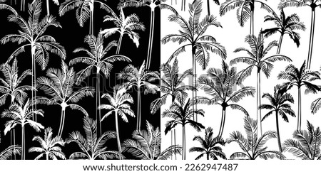 SEAMLESS HAND DRAWN DOODLE PALM TREE TROPICAL FLORAL PATTERN SWATCH