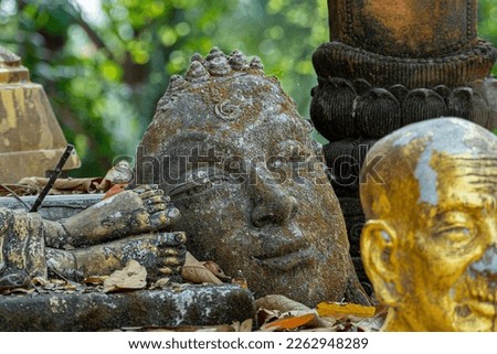 Buddha in the 17th-18th Buddhist century is a symbol created to represent the Lord Buddha, the prophet of Buddhism, who was the founder of Buddhism, for Buddhists to remember and pay respects Royalty-Free Stock Photo #2262948289