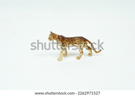 Plastic animals toys isolated in front of white background
