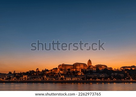 Danube and castle hill with Buda castle, Blue Hour, Budapest, Hungary Royalty-Free Stock Photo #2262973765