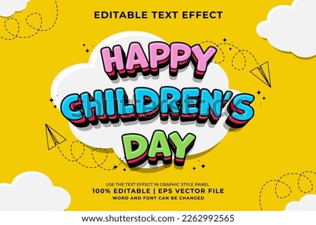 Editable text effect Happy Children's Day Traditional Cartoon template style premium vector Royalty-Free Stock Photo #2262992565