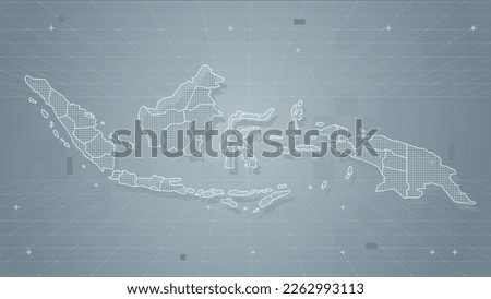 Cool grey Abstrak technologi vector tech Stylized modern indonesia map background Stylized wireframe and dots for data visualization and infographics HUD GUI UI Royalty-Free Stock Photo #2262993113