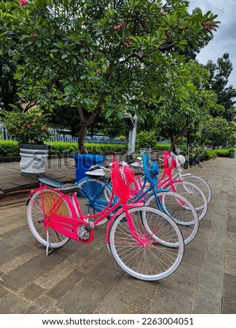 Colorful bikes in the park