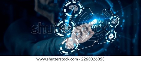Digital twin industrial technology and manufacturing automation technology. Royalty-Free Stock Photo #2263026053