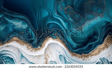 Abstract Ocean with Natural Luxury Texture, Marble Swirls and Agate Ripples