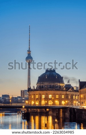 The Museum and the famous TV Tower in Berlin before sunrise