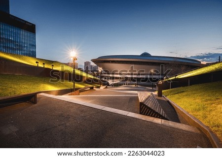 Spodek in Katowice, modernism and brutalism Royalty-Free Stock Photo #2263044023