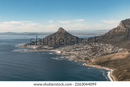 Lions Head (Cape Town, South Africa), aerial view, shot from a helicopter Royalty-Free Stock Photo #2263044099