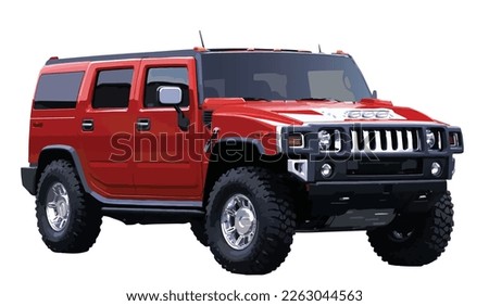 red large huge big car art 3d 4x4 vector suv mpv template element sign ev H1 H2 H3 symbol logo isolated vector graphic design illustration Royalty-Free Stock Photo #2263044563