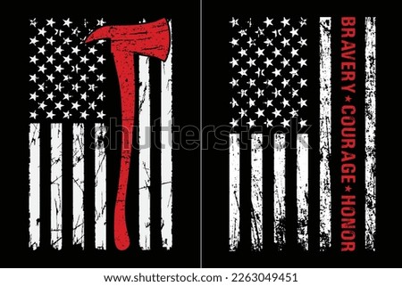 American Firefighter Flag T Shirt Design