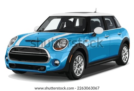 funny mini realistic sedan coupe sport colour white blue elegant new 3d car icon logo urban electric es power style model lifestyle business work modern art design vector template isolated background Royalty-Free Stock Photo #2263063067