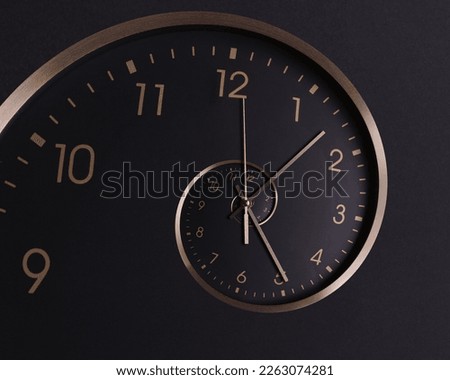 Infinity and other time related concepts. Clock hands and twisted hour numbers. Spiral effect Royalty-Free Stock Photo #2263074281