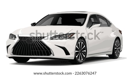 Luxury premium realistic sedan coupe sport colour white elegant new 3d car urban electric es power style model lifestyle business work modern art design vector template isolated background Royalty-Free Stock Photo #2263076247