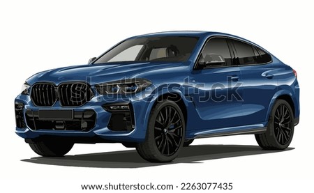 Luxury premium realistic sedan coupe sport colour blue white elegant new 3d car urban electric x5 m3 x6 power style model lifestyle business work modern art design vector template isolated background Royalty-Free Stock Photo #2263077435