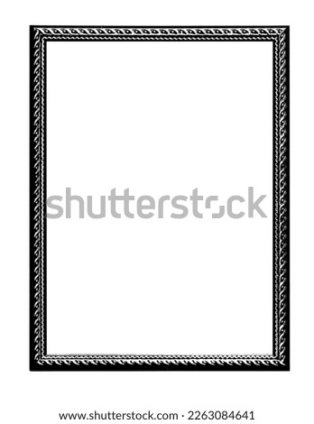 Old wooden photo frame, isolated wall background texture