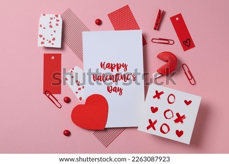 Concept of Valentine's day, day of lovers, top view