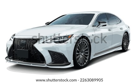 Luxury premium realistic sedan coupe sport colour white elegant new 3d car urban electric es power style model lifestyle business work modern art design vector template isolated background Royalty-Free Stock Photo #2263089905