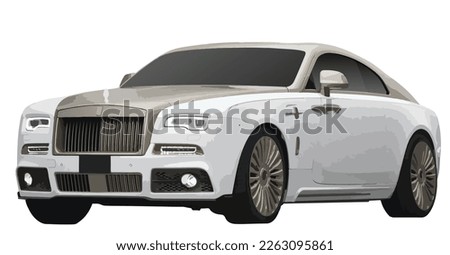 Luxury premium high class realistic sedan coupe sport colour white elegant new 3d car urban electric power style model lifestyle business work modern art design vector template isolated background Royalty-Free Stock Photo #2263095861