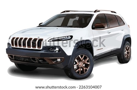 white car art 3d 4x4 vector suv mpv template element sign symbol logo isolated vector graphic design illustration Royalty-Free Stock Photo #2263104007