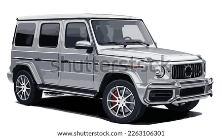 white elegant new 3d car urban electric style SUV MPV model lifestyle business work silver modern art design vector template isolated background Royalty-Free Stock Photo #2263106301