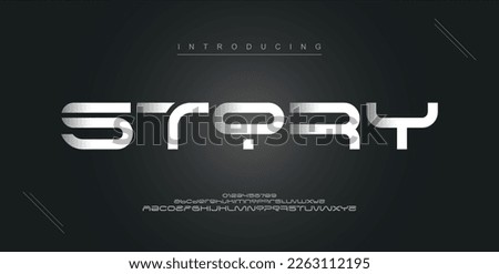 Story digital modern alphabet new font. Creative abstract urban, futuristic, fashion, sport, minimal technology typography. Simple vector illustration with number