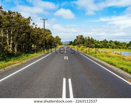 Straight rural road leading to horizon