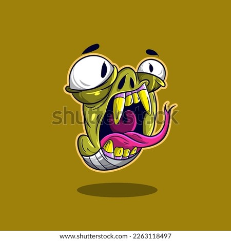 Green Caterpillar Monster Cartoon For T-Shirt And Sticker Designs
