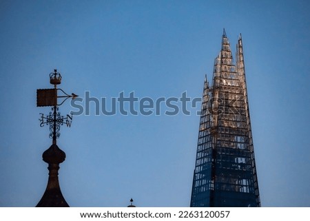 Close up view of the Shard skyscraper in London, UK. Royalty-Free Stock Photo #2263120057