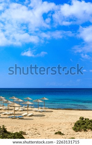 Diakoftis Beach, a beautiful beach in the south of Karpathos, a Greek siland Royalty-Free Stock Photo #2263131715
